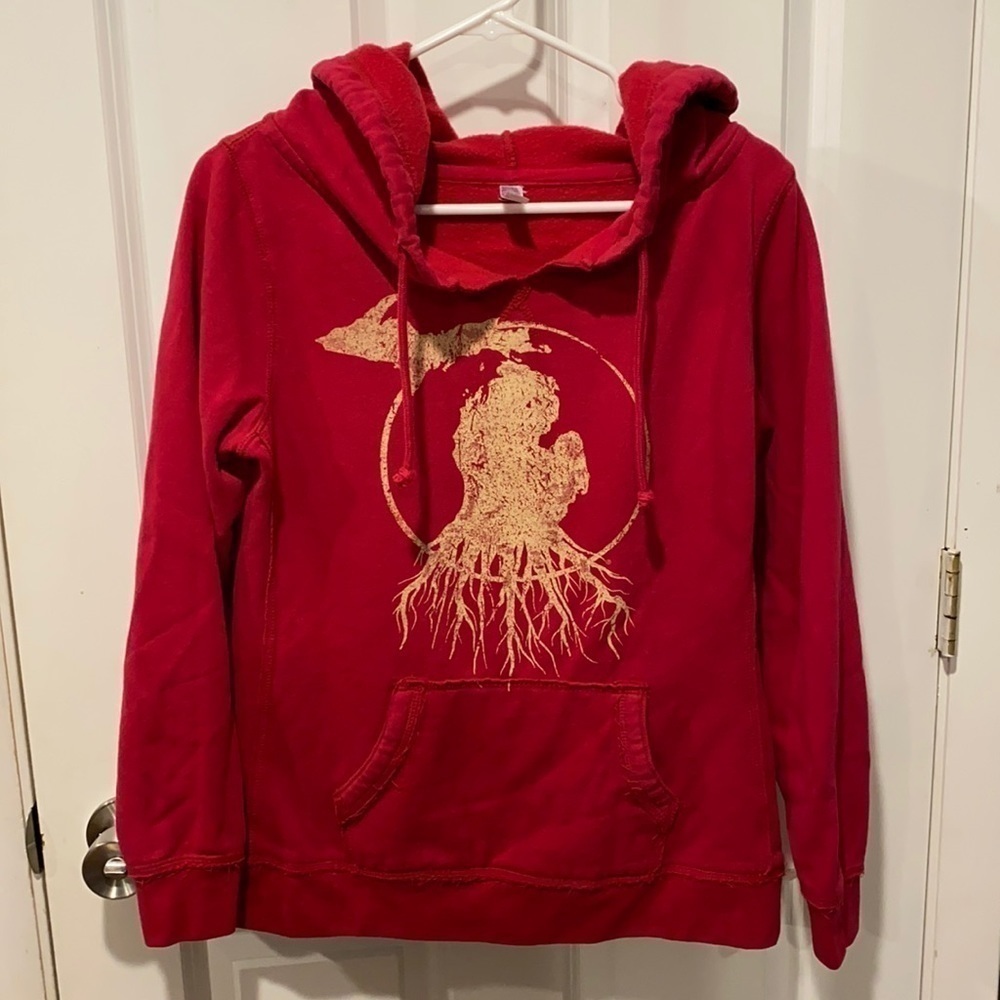 Michigan Roots Pullover Hoodie EUC Pink